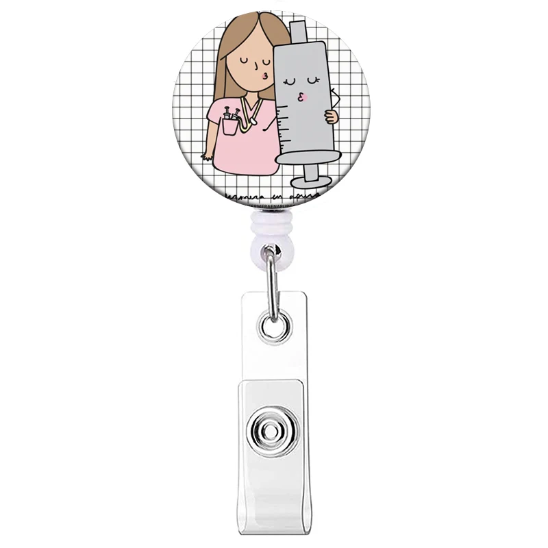 1PC Krankenhaus Krankenschwester Versenkbare Abzeichen Clip Arzt ID Karte Halter Reel für Namensschild Abzeichen Halter Bürobedarf Schnalle – Detail 24