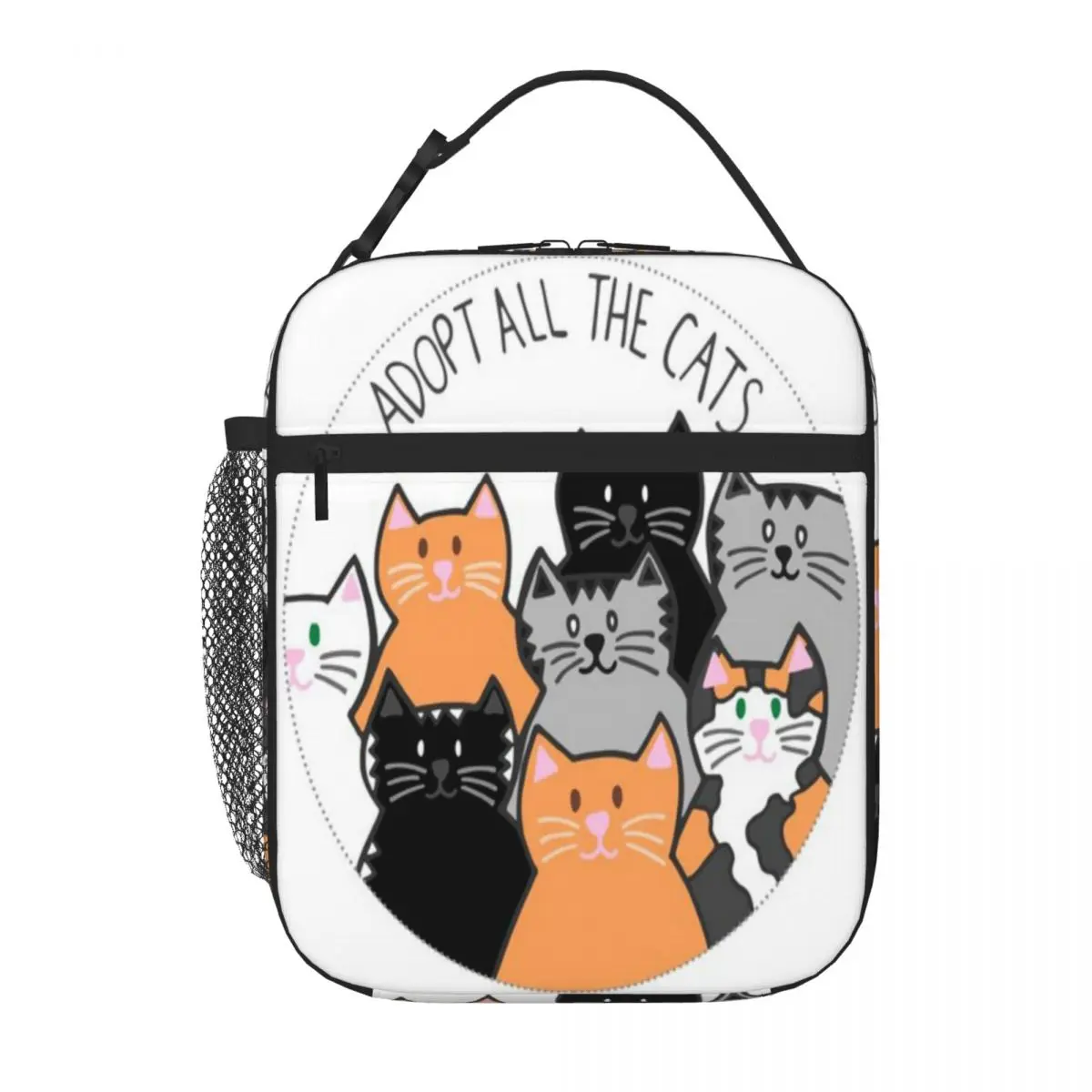 Bestselling Adopt All The Cats Feminine Meal Prep Bag Weekend Getaway Adjustable Strap Lunch Bag