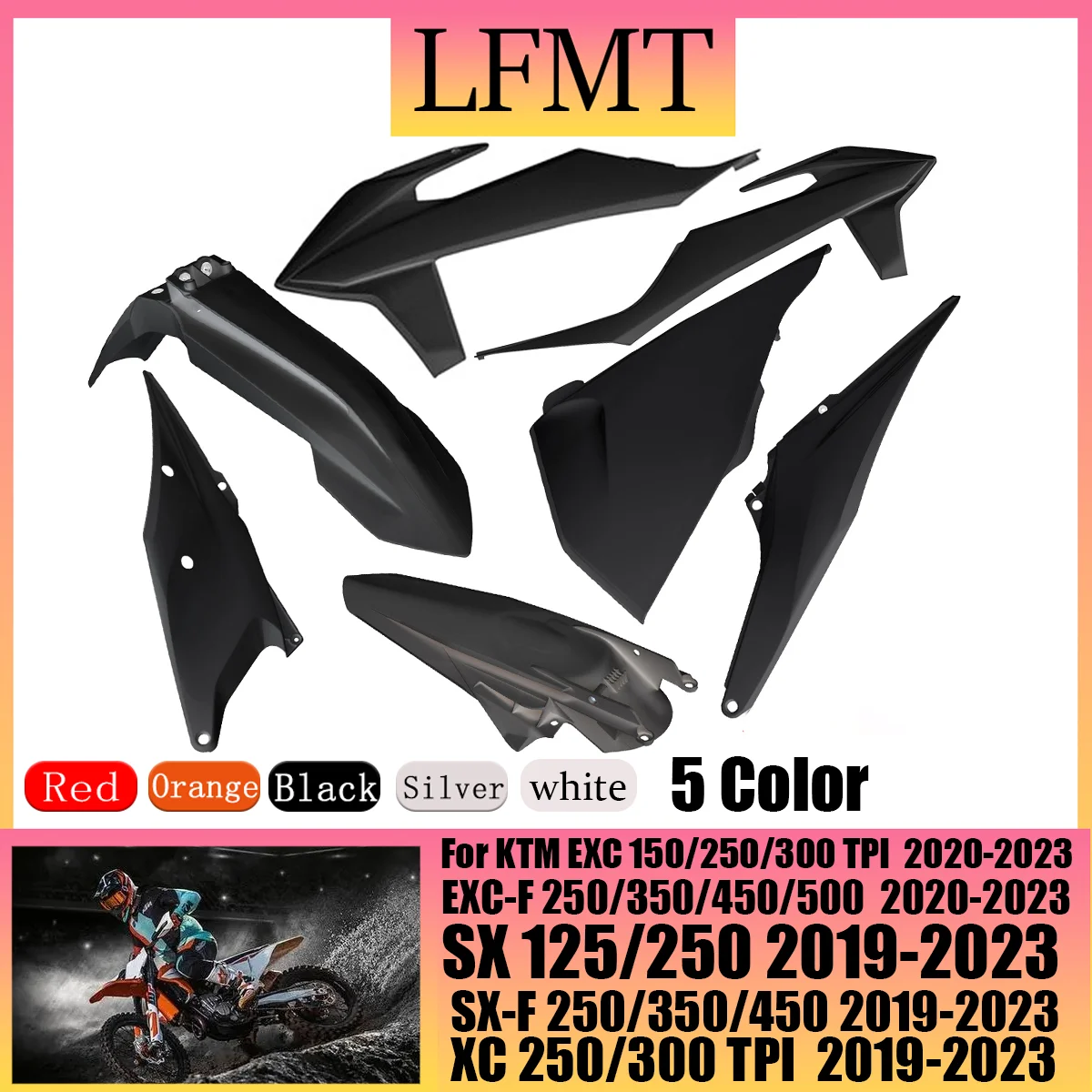 Motorcycle Plastic Full Fairing Body Cover Front Rear Fender Fuel Tank Guard Side Mudguards Panels For KTM 125-450 2023