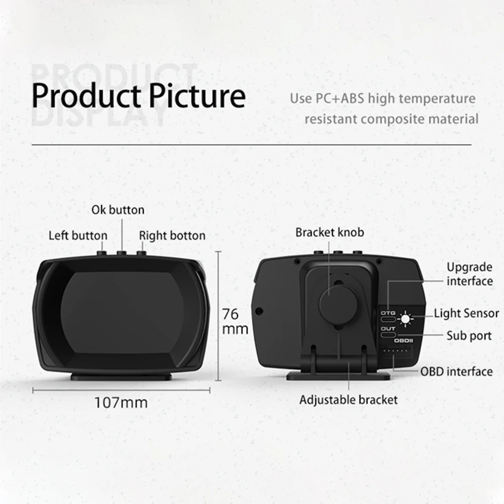 A700 Car HUD On-board Computer Three IN One Gauge Head Up Display OBD2 GPS Speedometer Intelligent Inclinometer Alarm System