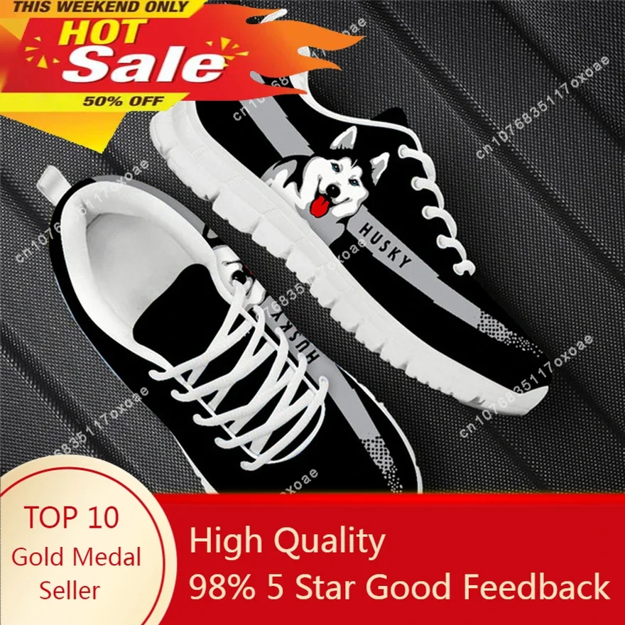 

Husky Animal Dog 3D Poppy Printed Women Sneakers Fashion Ladies Outdoor Breathable Flats Woman Office Walking Shoes