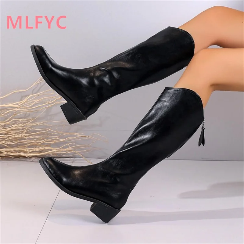 Boots New Autumn Vintage High Heel Shoes Thick Heel Pointed Long Boots High Sleeve V-mouth Boots Women's Boots