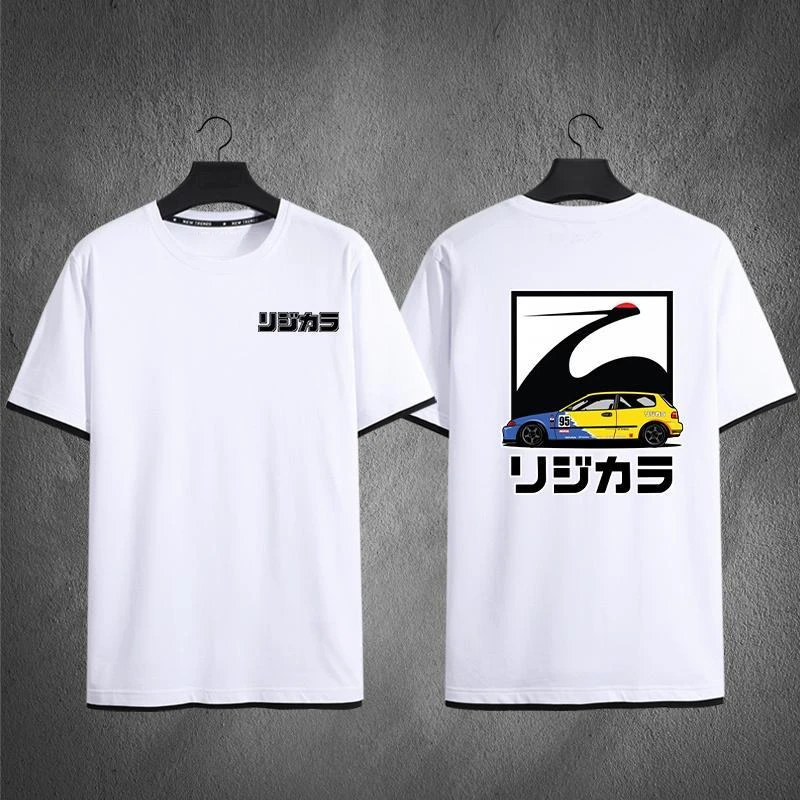 JDM Modified Car T-shirt GK Civic EKFD2 Surrounding Men and Women Couples Pure Cotton Short-sleeved Summer T-shirt Casual Wear