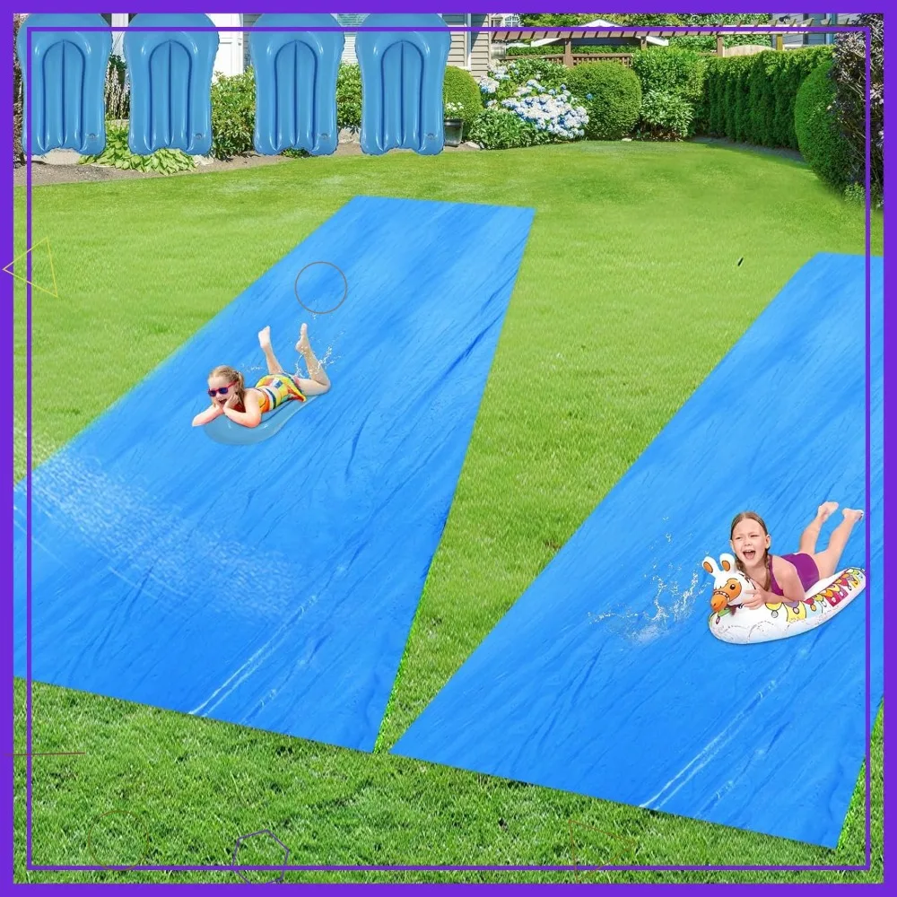 

30x6ft Slip and Slide for Adults, 2 Pack with Bodyboards, Heavy Duty Backyard Water Slide Tarp
