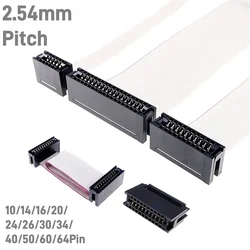 2.54 Pitch IDC Type Card Edge 10 14 16 20 24 26 30 34 40 50 60 64 Pin Female Crimp Connector with 1.27 MM Flat Ribbon Cable 20cm