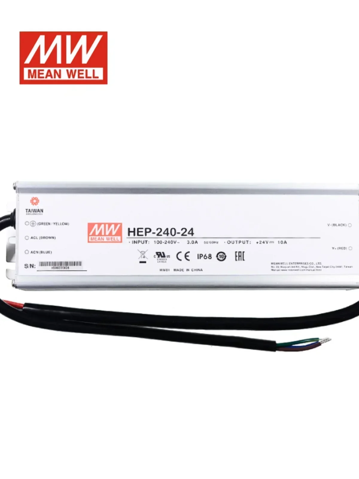 HEP-240 Mingwei Power Supply 12V/15V/24V/36V/48V/54V Industrial IP68 Anti-harsh Environment W