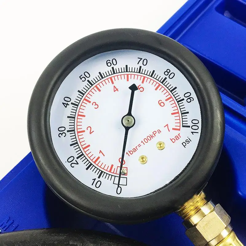 Engine Compression Test Kit Compression Test Gauge Detector Double Scale Automotive Cylinder Tester Long Reach Hoses Case For