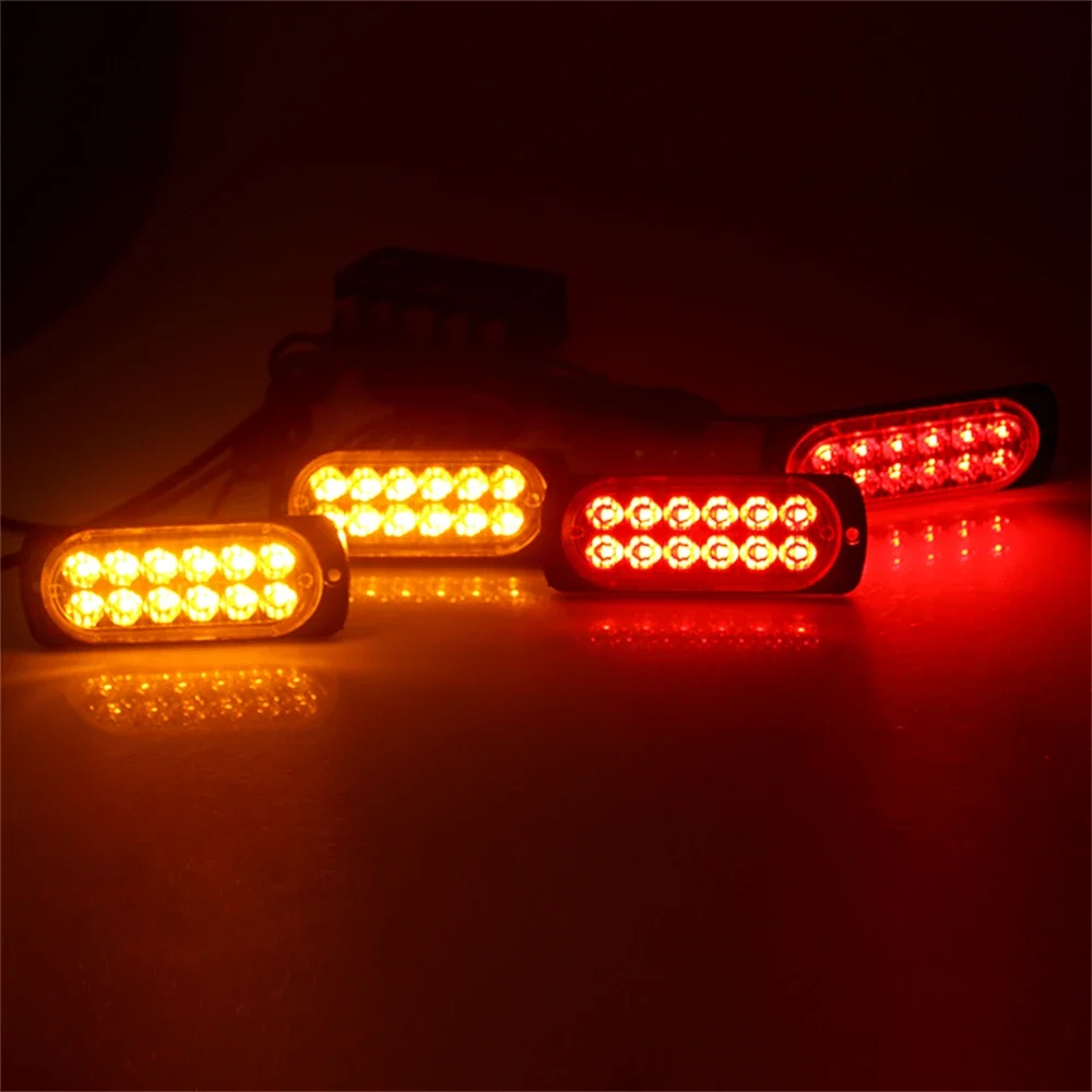 4 pièces 12LED éclairage de calandre de voiture LED stroboscopique lampes de secours camion SUV clignotant voyant d'avertissement Stroboscope lampe de signalisation