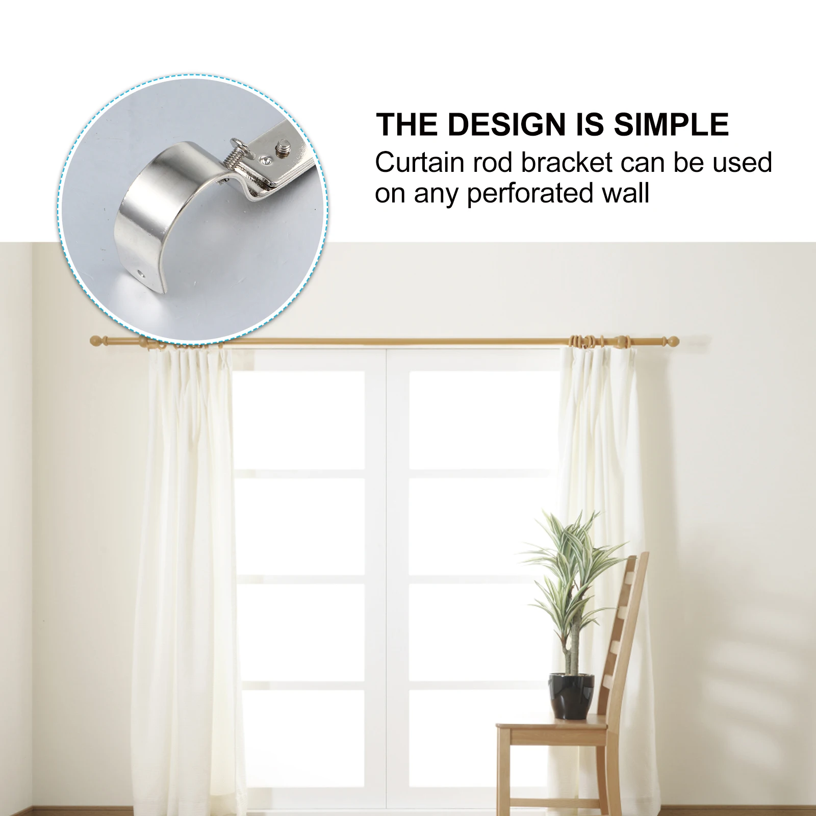 Supports de tringle à rideau en fer, 2 pièces, supports réglables robustes pour pare-soleil de fenêtre, rideaux, Support robuste pour le bureau et la maison