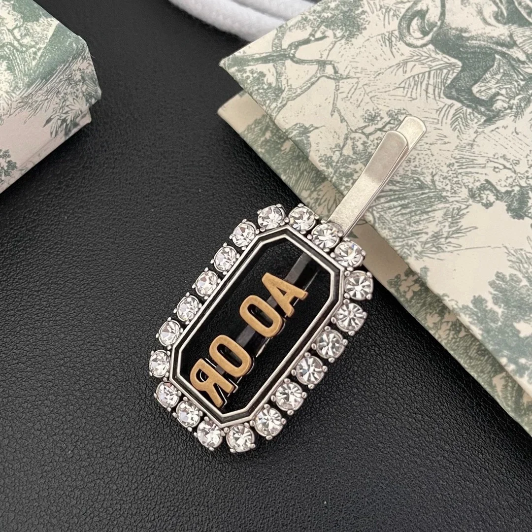European and American exquisite square letter crystal hairpin