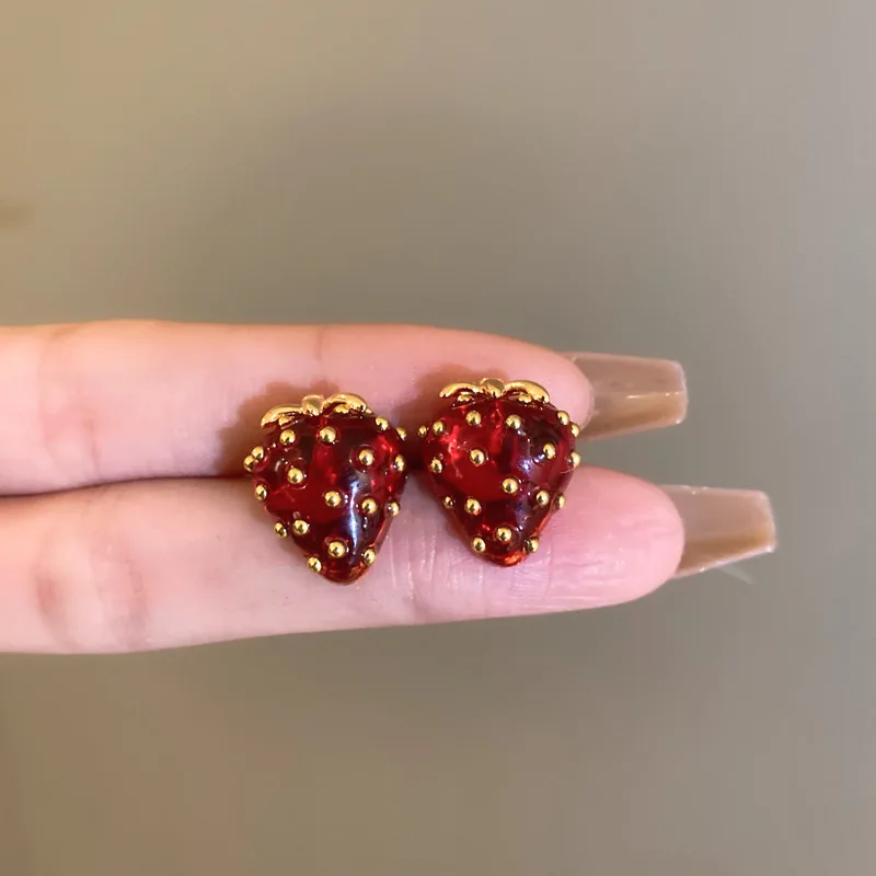 

Diamond-Studded Dripping Cherry Earrings Pastoral Girl Charming Earrings Sweet & Spicy Girl Style Earrings