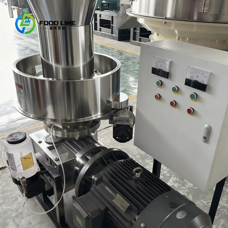 Custom biomass pellet maker stainless shell pelleting apparatus for wood based raw material small scale particle production site