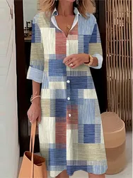 Fashion For Women Shirt Dress New Autumn Casual Plaid Print Office Long Sleeve Loose Holiday Party Dresses Women's Clothing