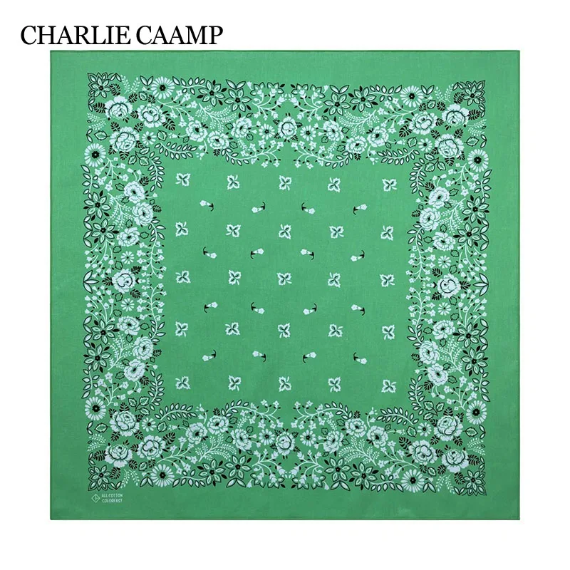 Men Bandanas Green Cotton Square Scarf Cycling Headscarf Handkerchief Head Outdoor Print Paisley Hip-Hop Dance Women Neckerchief