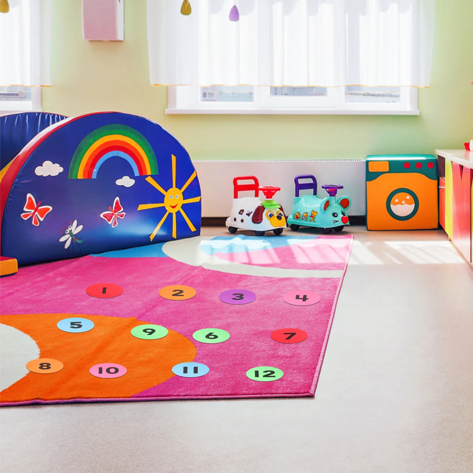 

36pcs Digital Carpet Mark Adhesive Number Stickers Classroom Up Removable Colored Nylon Child Rug for Office