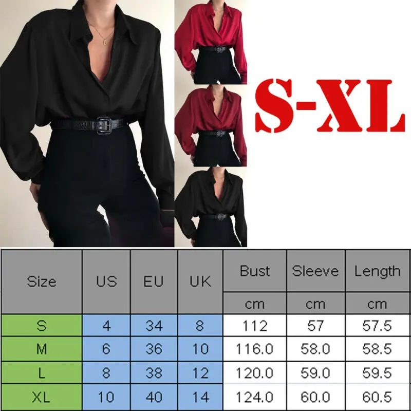 OL Shirt Baggy Tops Red/Wine Red /Black Women Button Blouses Casual Blouse Loose Turn Down Collar Shirts Office Lady Long Sleeve