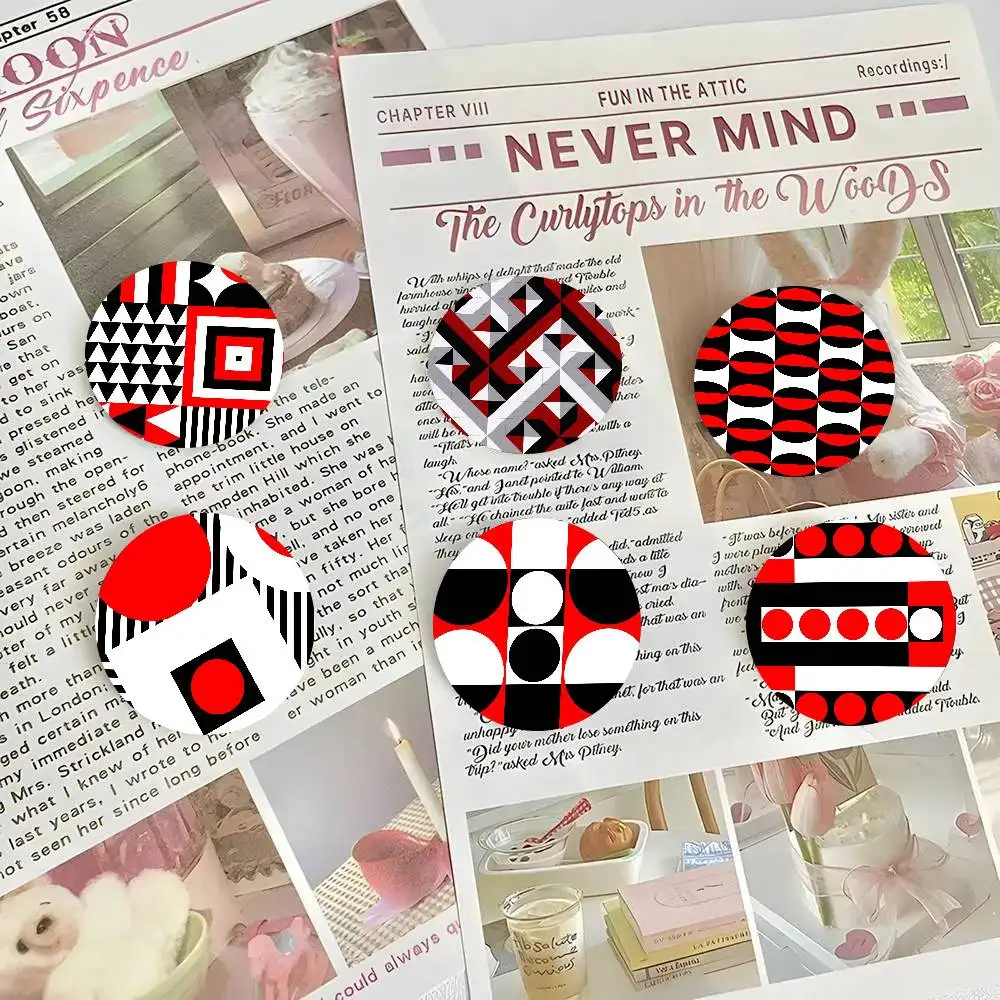 Abstract Geometric Printing Pattern Round Badge Lapel Pins For Backpacks Briefcase Laser Brooch Clothes Gifts