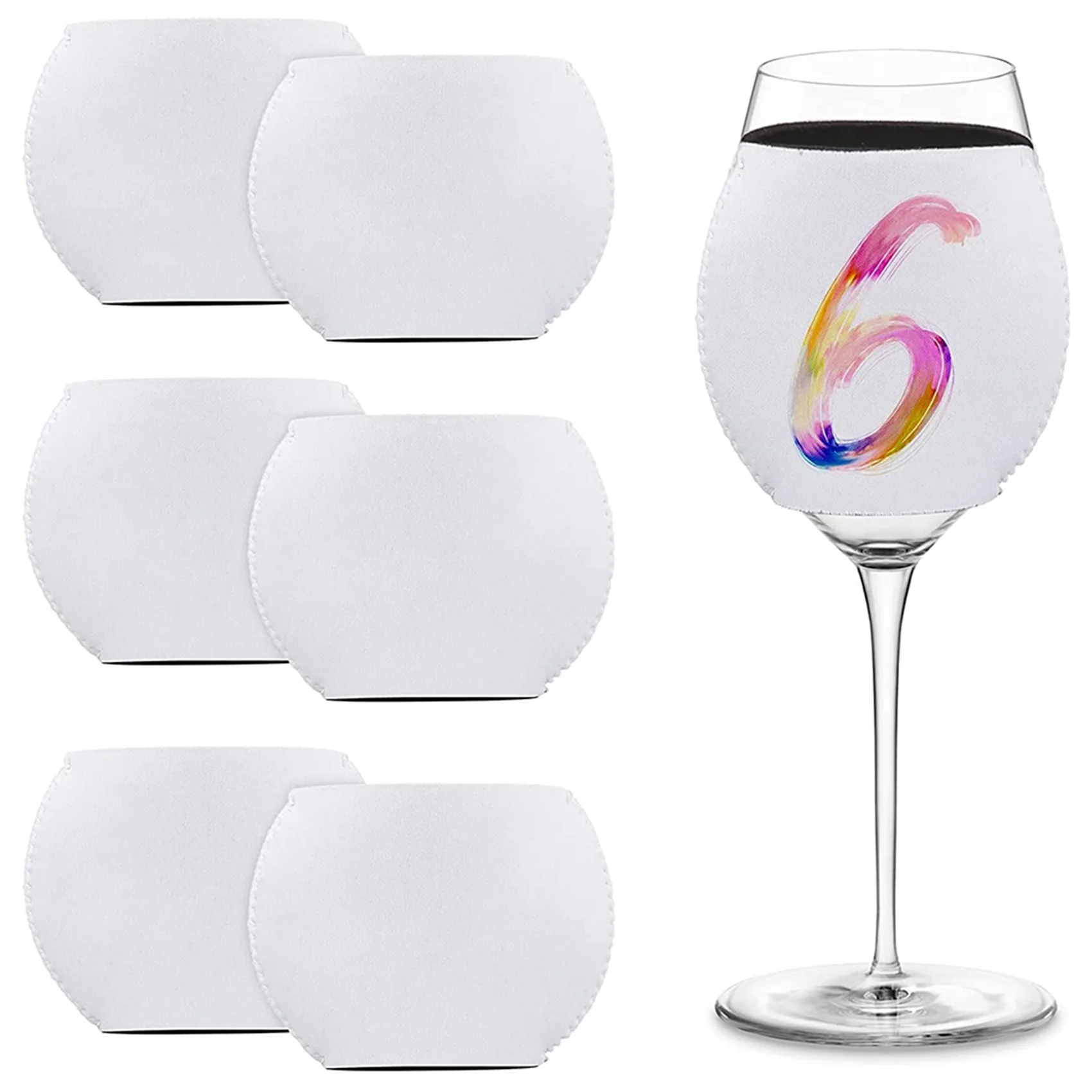 ABKJ-12 PCS Sublimation Blanks Wine Glass Sleeve Neoprene Wine Glass Insulator Cover For Glass Sublimation Ornaments Supplies