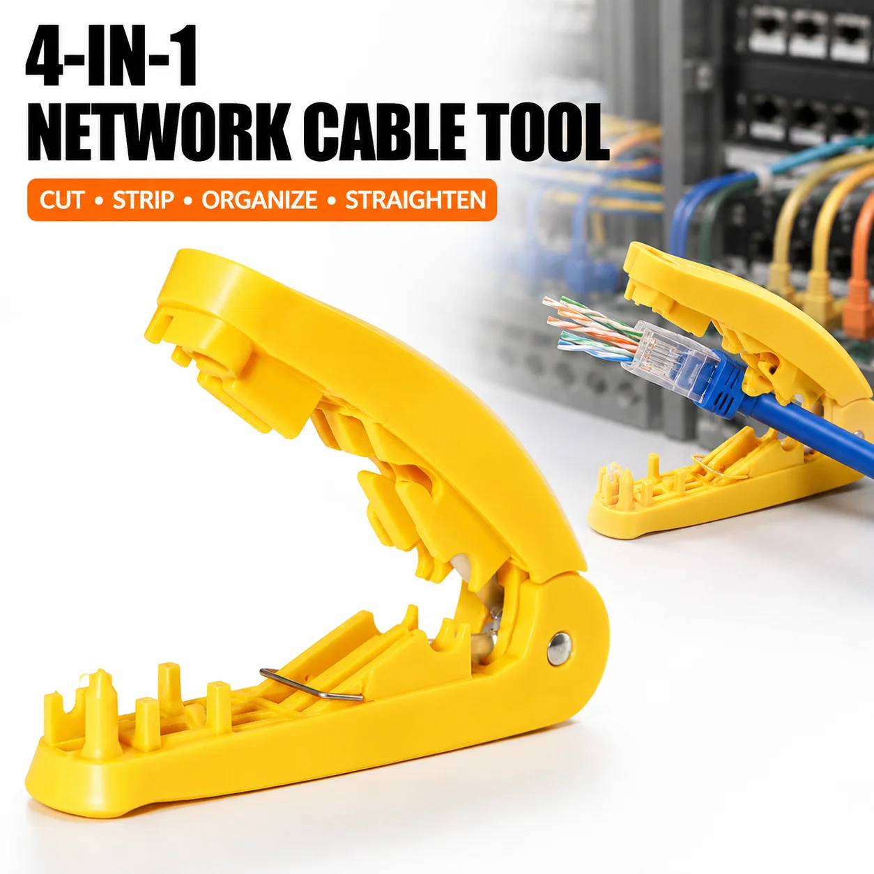 Multi‑functional Network Wire Stripper Cutter Cutting Stripping Detangling & Straightening Cables ABS Material for Cable Repair