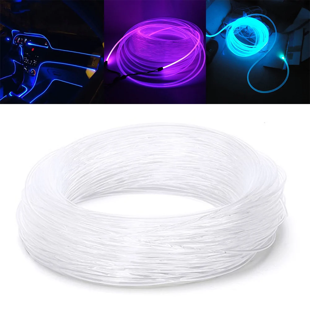 PMMA-Cable de fibra óptica con brillo lateral, 2M x 4mm, para luz LED de coche, cinturón de iluminación brillante, tira de luces de fiesta, decoración automática