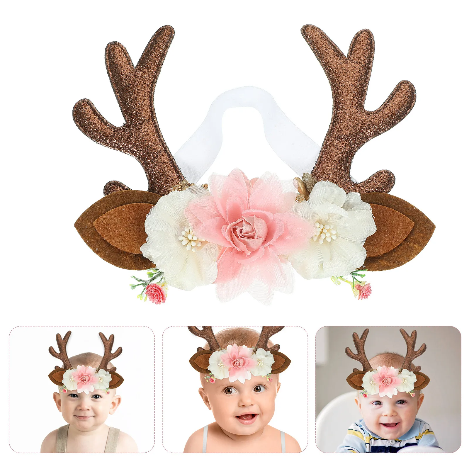 

Christmas Antler Headband Baby Girl Xmas Deer Horn Headband Elk Ears Decorative Elastic Cute Toddler Festival Party Accessory