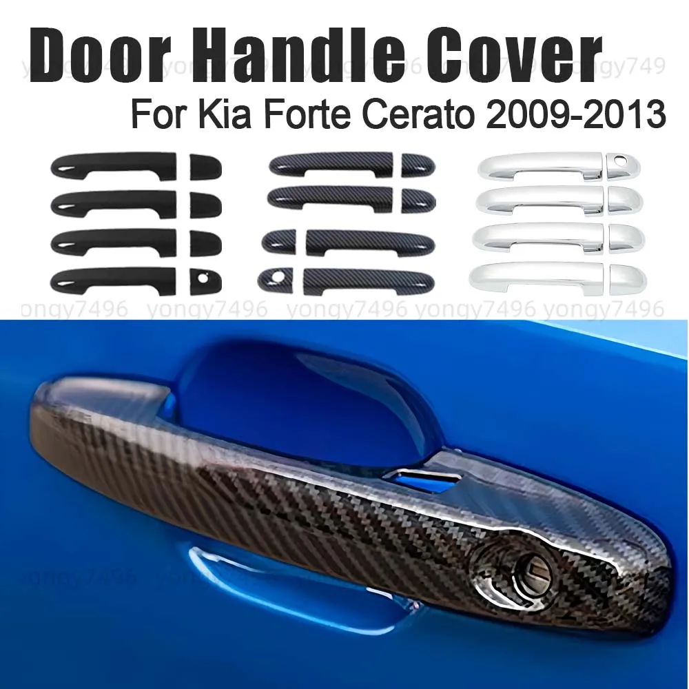 Car Upgrade Door Handle Cover For Kia Forte Cerato 2009 2010 2011 2012 2013 Glossy Black Carbon Fiber Car Rearview Accessories