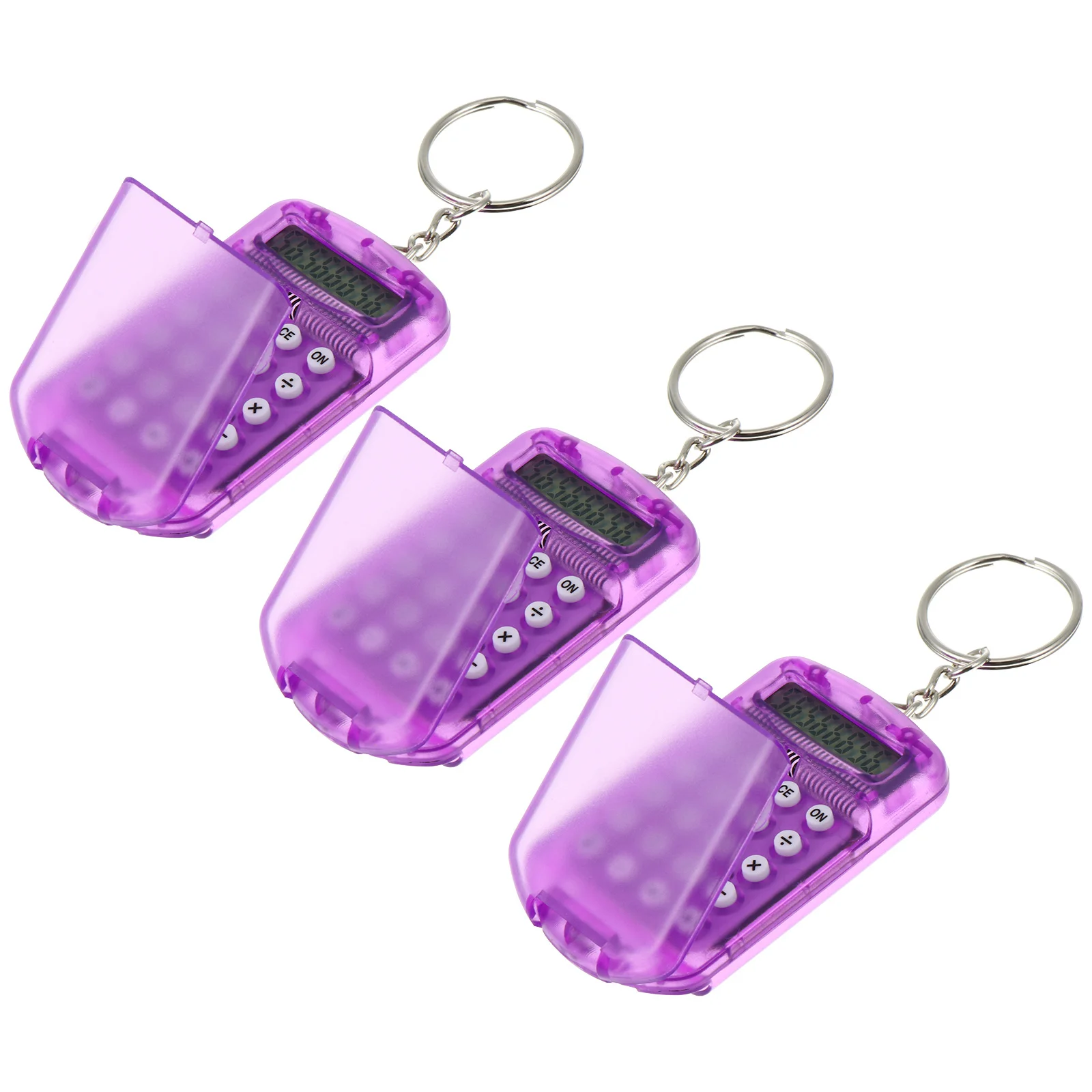 

3Pcs Mini Calculator Key Ring LCD Digits Easy Use Basic Four Arithmetic Operations Reposition Percentage