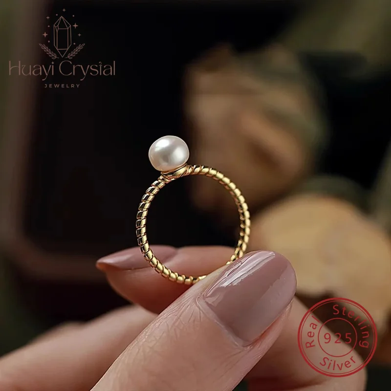 

Женское кольцо из стерлингового серебра 925 пробы с ребристым пресноводным жемчугом, ювелирные изделия