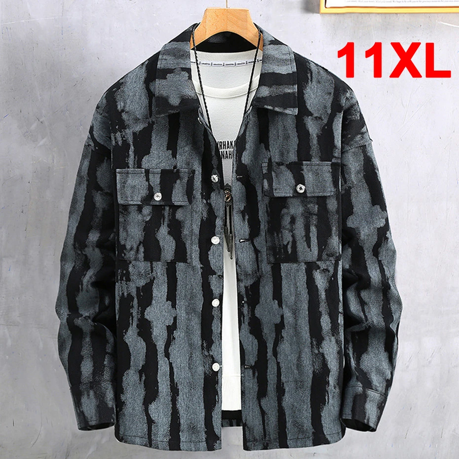 

Tie-dye Denim Jacket Men Plus Size 10XL 11XL Denim Coats Male Fashion Streetwear Jackets Big Size 10XL Coat Spring Autumn