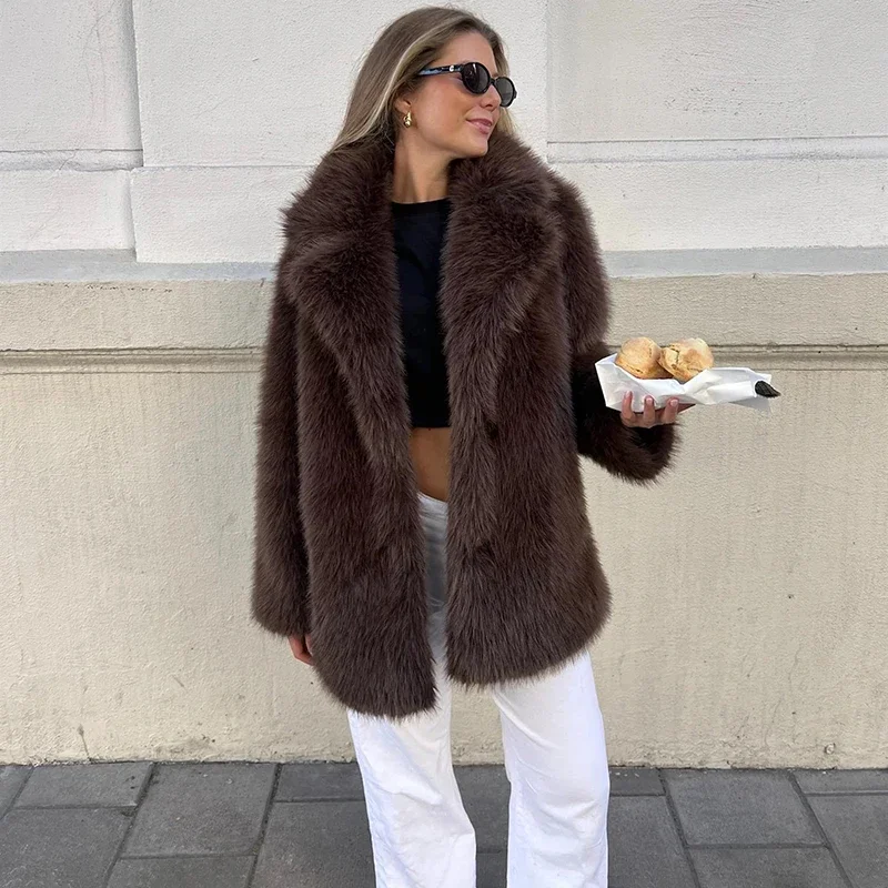 Tornova النساء الشتاء 2025 جودة عالية الفاخرة فو الفراء معطف رشاقته معطف دافئ ملابس خارجية الساخن الفتيات الصلبة طويلة الثعلب الفراء سترة