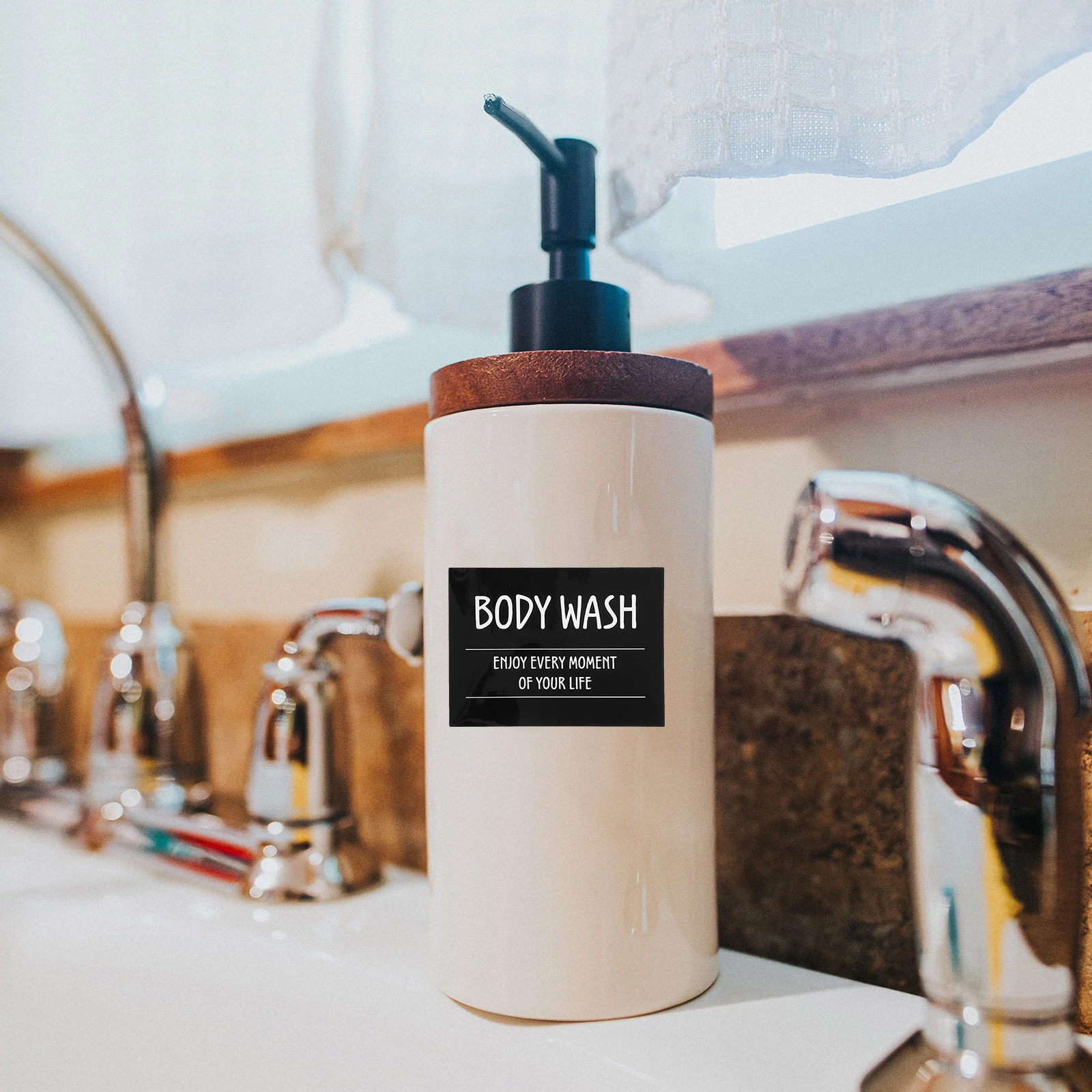 

6 Pieces 78x58mm Bathroom Labels Waterproof Shampoo Dispenser Stickers Self Adhesive PVC Material Sub Bottle Organizers