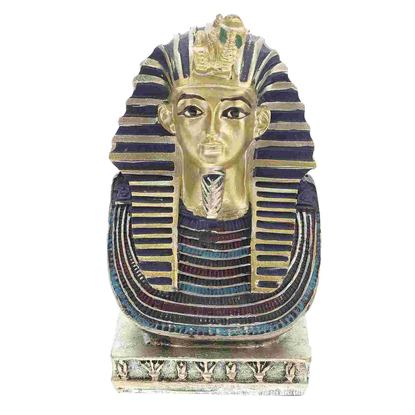 Egyptian Pharaoh Ornaments Bust Sculpture King Tut Nefertiti Figurine Tutankhamen Desktop Decor Resin Craft Porch