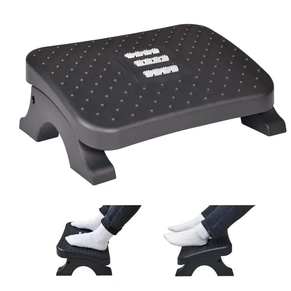 Under Desk Footrest Ergonomic Foot Stool with Massage Rollers Max-Load 120Lbs Desk Leg Foot Rest Pain Relief for Home Office Car