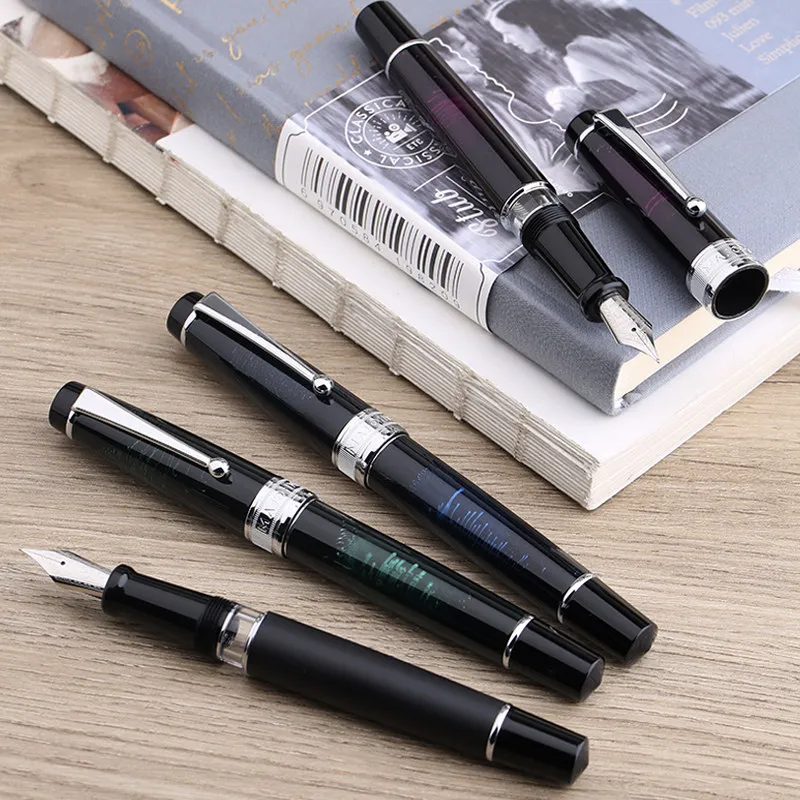 

MAJOHN T5 Fountain Pen MoonMan Piston | Transparent Ink Window | Smooth Iridium Nib for Calligraphy & Business School Supplies