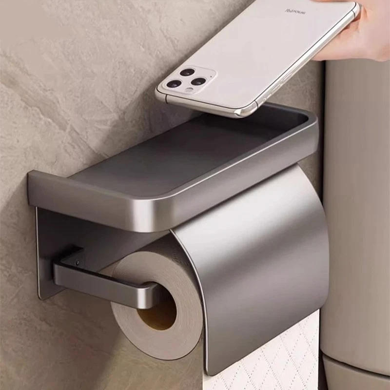 Bathroom Toilet Paper Roll Holder Wall Mounted Waterproof Tissue Box Aluminum Material Bathroom Decorative Tissue Holder