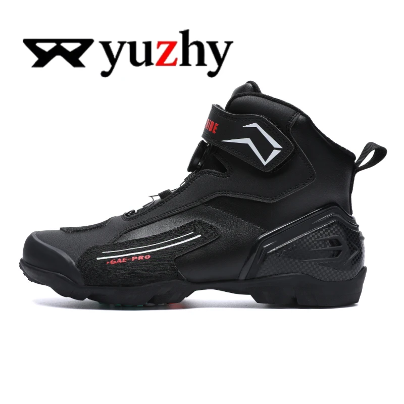 Lexsan Motorcycle Boots Men Leather Motos Breathable Anti Slip Wear-resistant Riders Boots Motorbike Racing Ankle Length Shoes