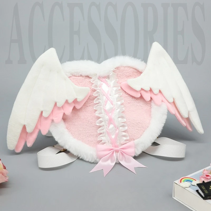 

Plush Wings Bag Girl Comic Show Backpack Y2k Angel Pain Bag Two-dimensional Messenger Bag Love Backpack