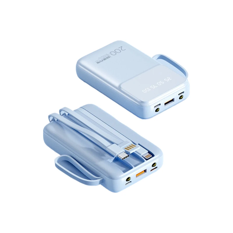 5000/10000mAh Fast Charging Mini Power Bank Built-in Cable Large Capacity External Battery Compatible For iPhone Android Phones