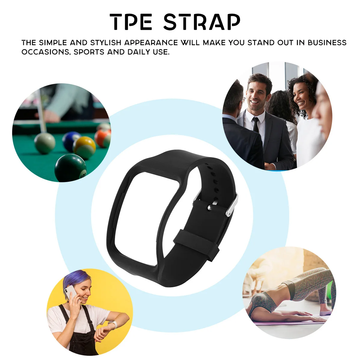 حزام ساعة ذكية Tpe متوافق باللون الأسود لهاتف Gear S R750، حزام ساعة ناعم مريح ومتين، مثالي لرياضات الأعمال #5