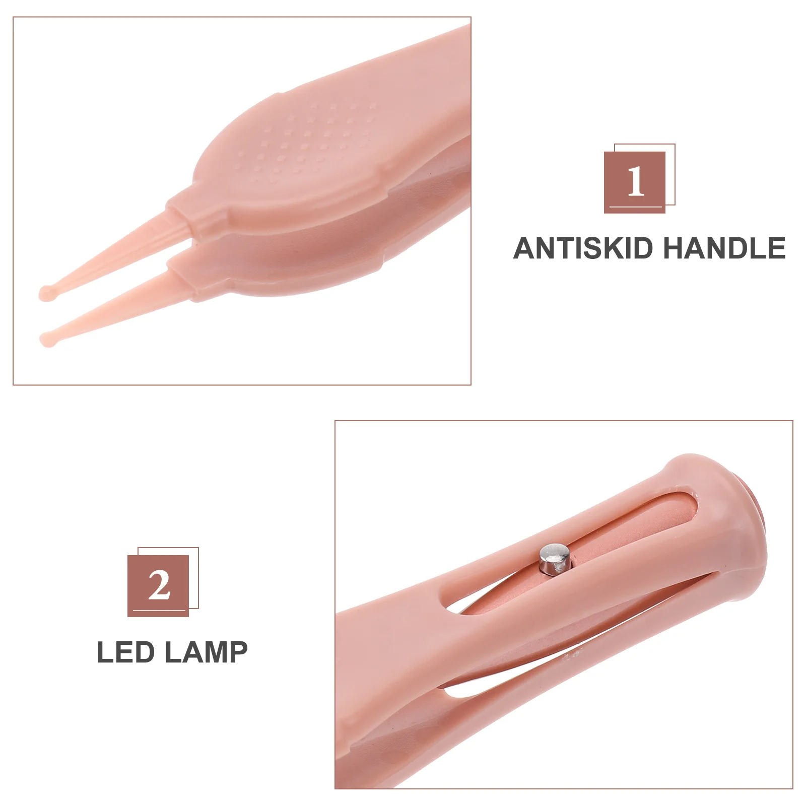 

Nose Booger Clip Stainless Steel Silicone Anti-Skid Handle Led Light For Baby Ear Navel Eye Cleaning Pink