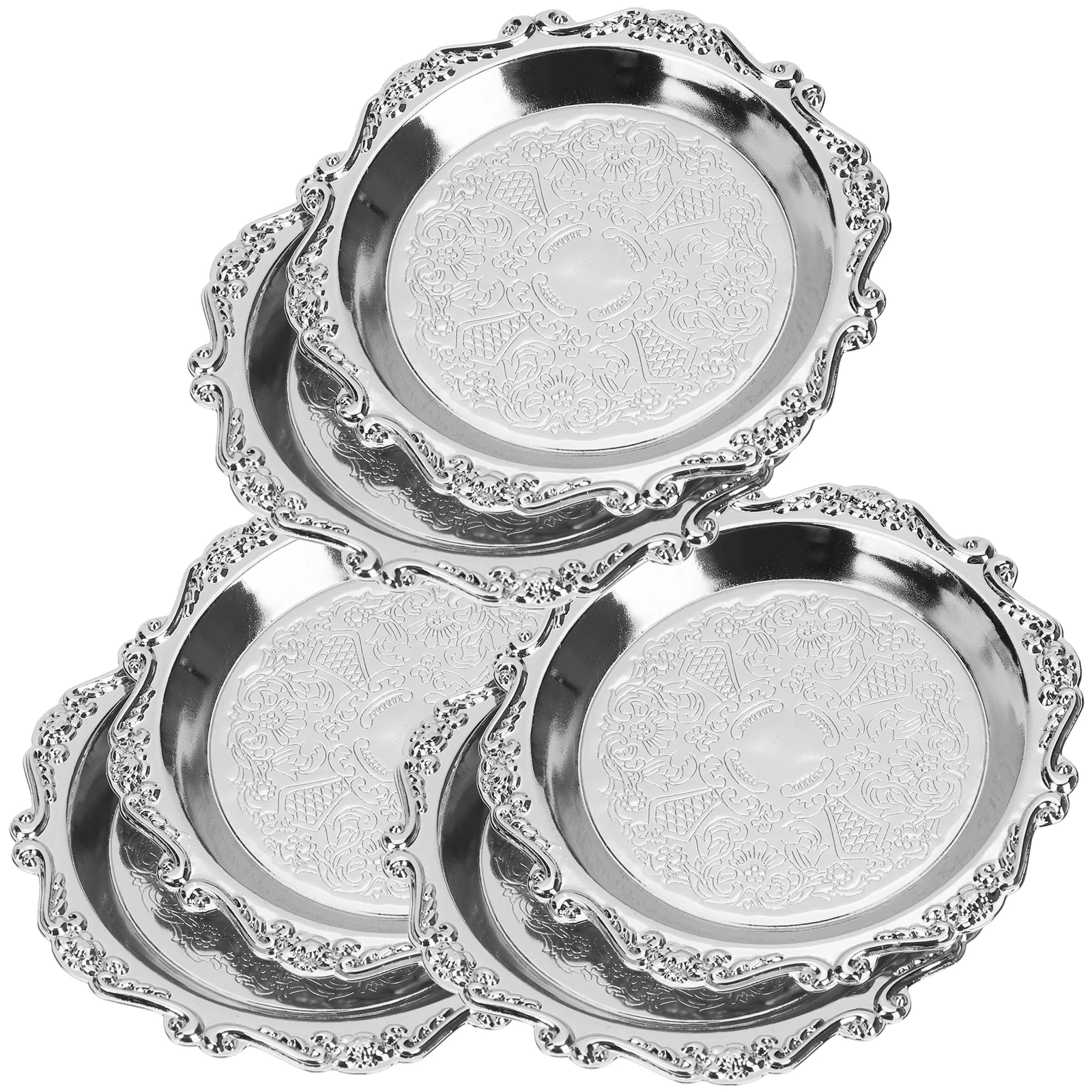 

6 Pcs Mini Snack Disc Vintage Candy Tray Stainless Steel Plate Nut Dish Fruit Trays Metal Food Party Serving Platter Dry Fruits
