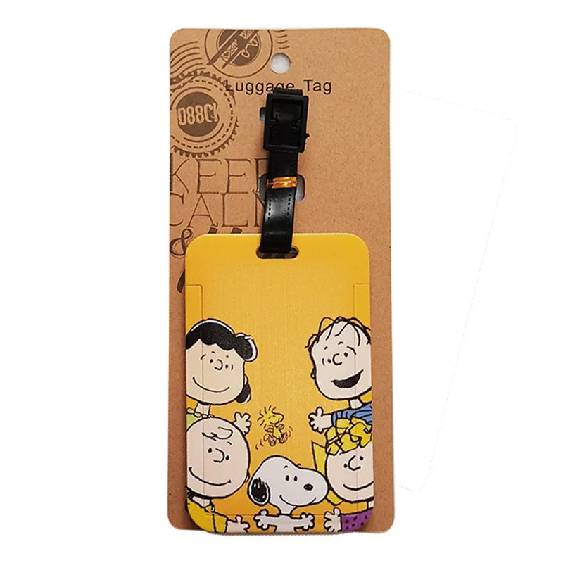 Snoopy Luggage Tag Cartoon Anime Suitcase Tag Portable Travel Cute Label ID Address Holder Identifier Label Baggage Boarding Bag