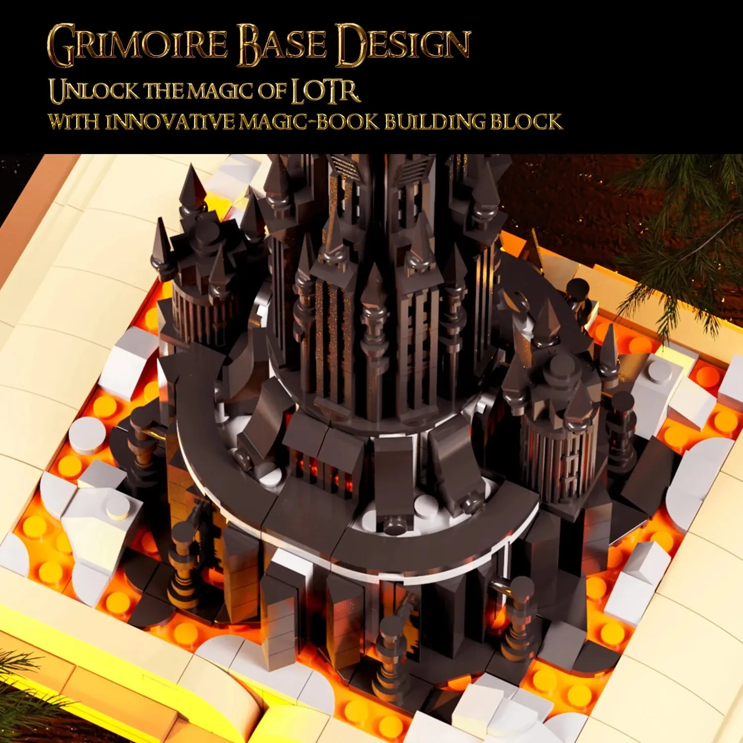 Black Tower Magic Book Building Blocks, Dark Magic Castle, Modelo de torre, Montagem de tijolos com luzes, brinquedos infantis, presentes para meninos, 966pcs