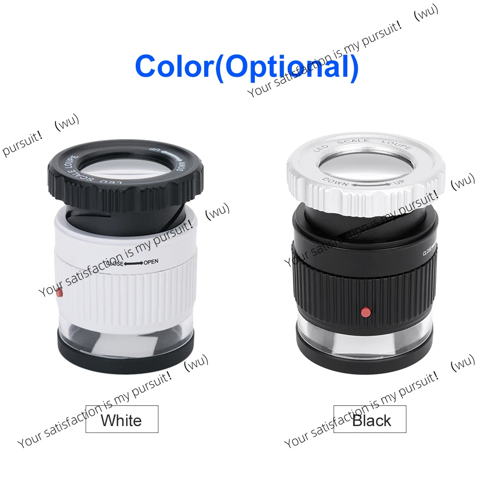 LED scale magnifier 30x adjustable magnification, metal cylinder type with scale reading mirror