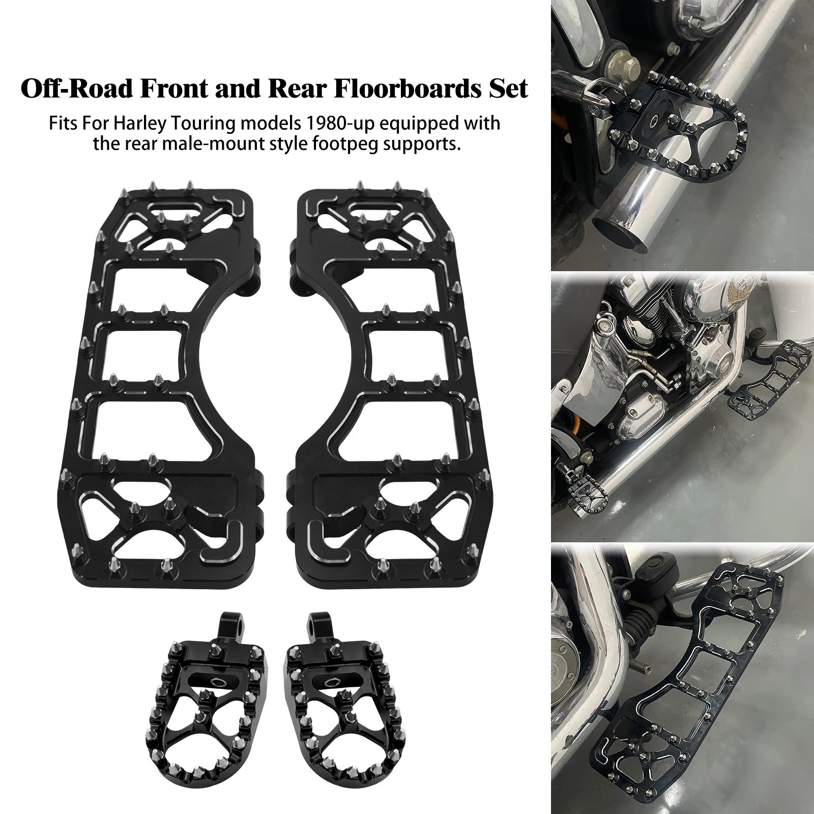 

Motorcycle Front Footpeg Rear Footrest Driver Passenger Floorboard For Harley Touring Road Street Electra Glide FLHR Softail FLD