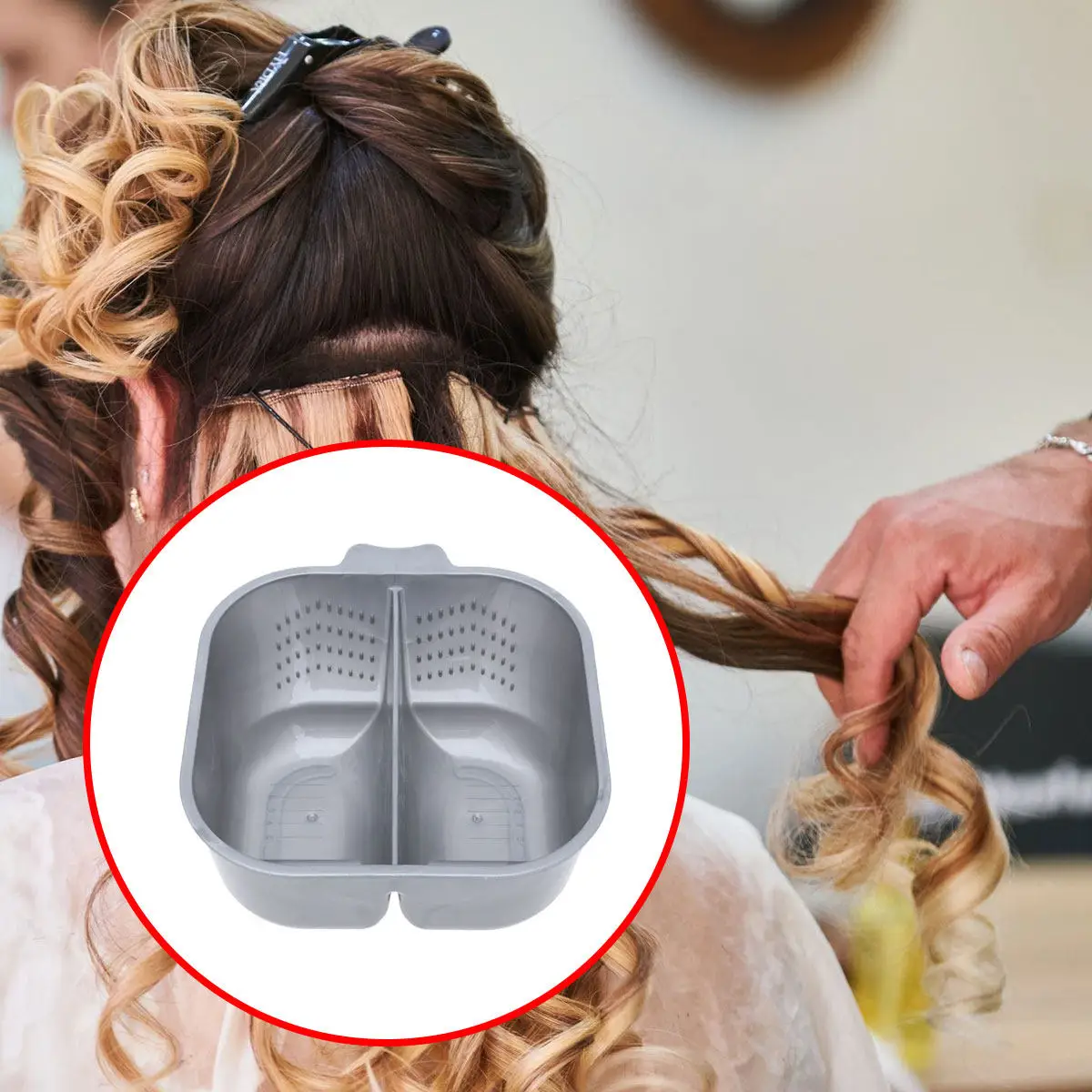

Hair Dye Mixing Bowl Double Concave Points Non-Slip Salon Dyeing Tools Grey Long Handle Hair Dye Bowl for Professional DIY Home