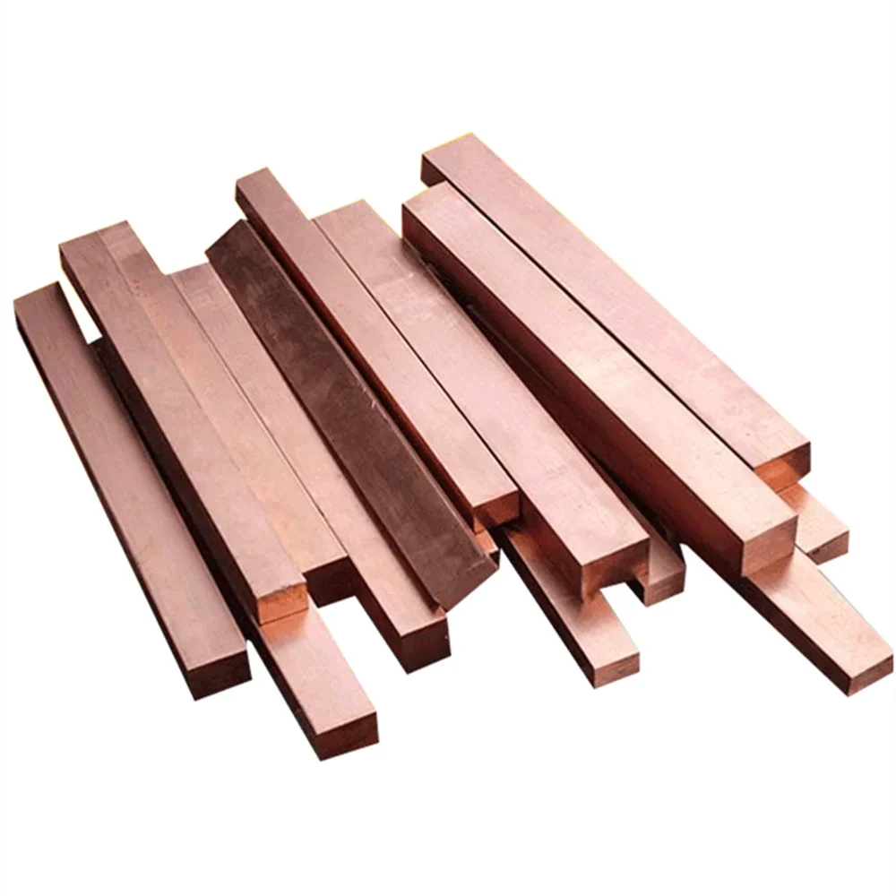 

2pcs Red Copper Rod T2 Flat Pure Purple Copper Solid Mould Discharge Electrolysis Conduct Heat Automation Industy