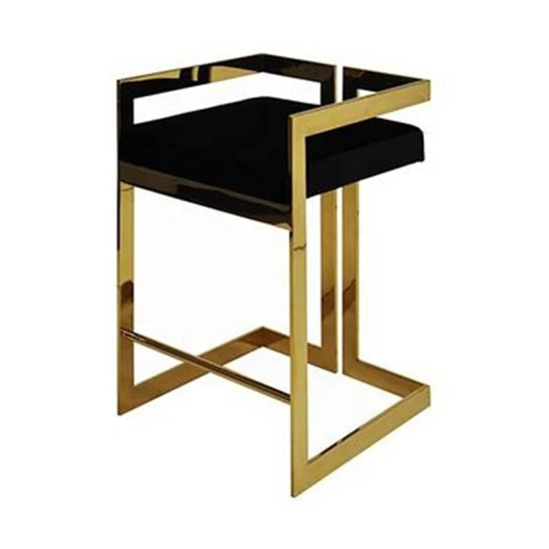 

Stainless steel velvet hotel stool chrome gold bar chair for catering and family use