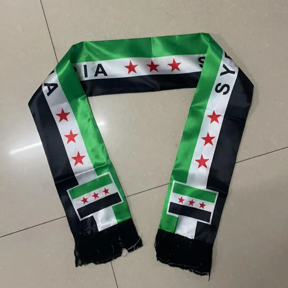 Aerlxemrbrae Custom Banner Syria Scarf 15*150cm The Syrian Arab Republic Syrian Three Star Scarf Banner