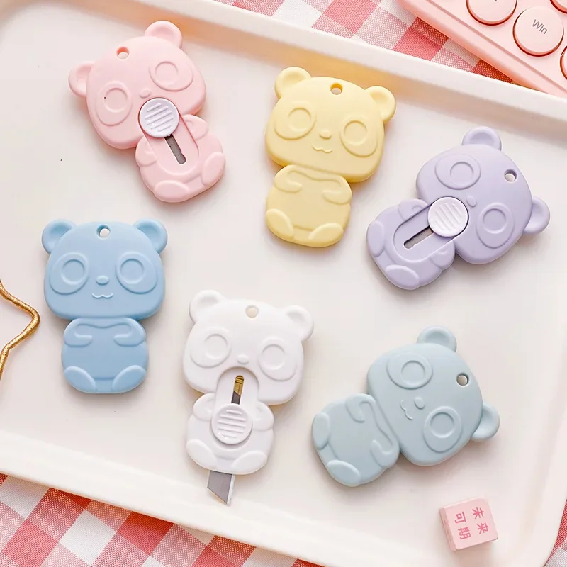 1 Pcs Mini Pocket Bear Utility Knife Set Sharp Blade Safety Lock Box Cutter Paper Knife for Home Office Craft Supplies